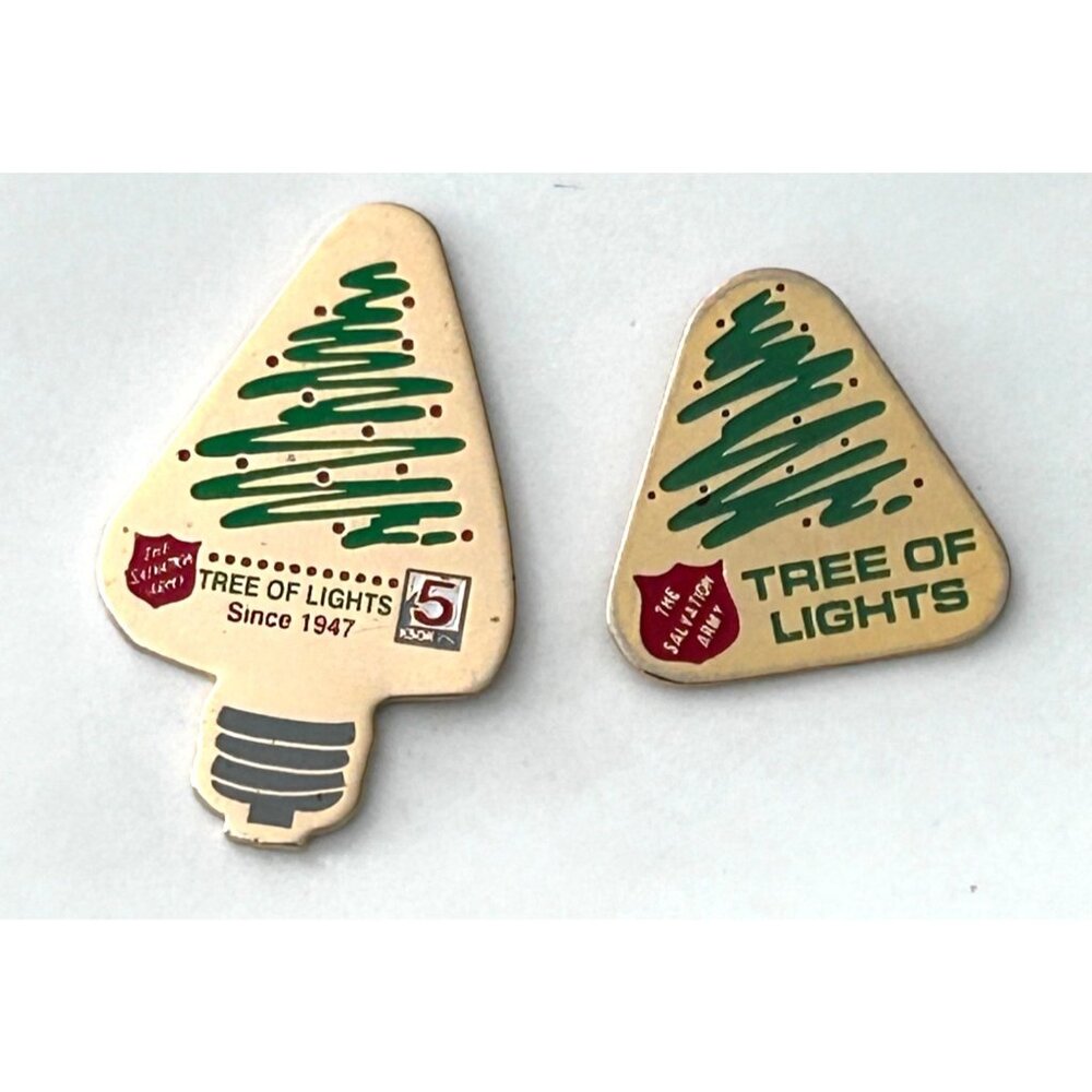 Vintage Christmas Holiday Salvation Army Tree Of Lights Pins Set Lot 2